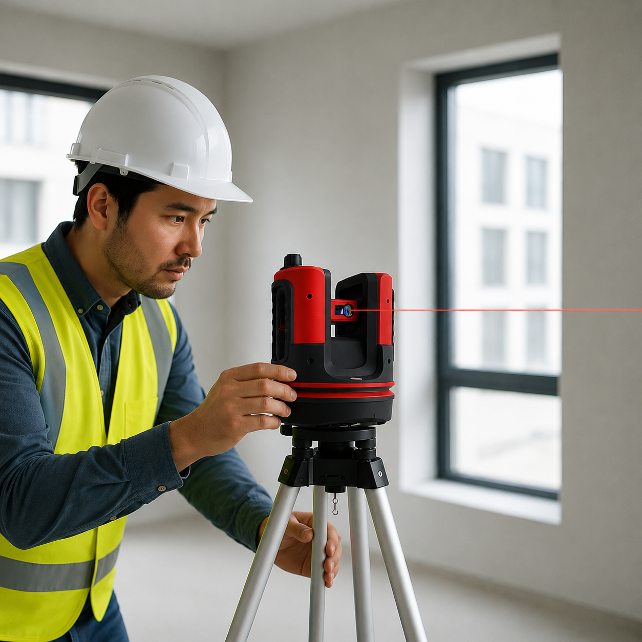 Surveyor measuring a window opening with the 3D Disto